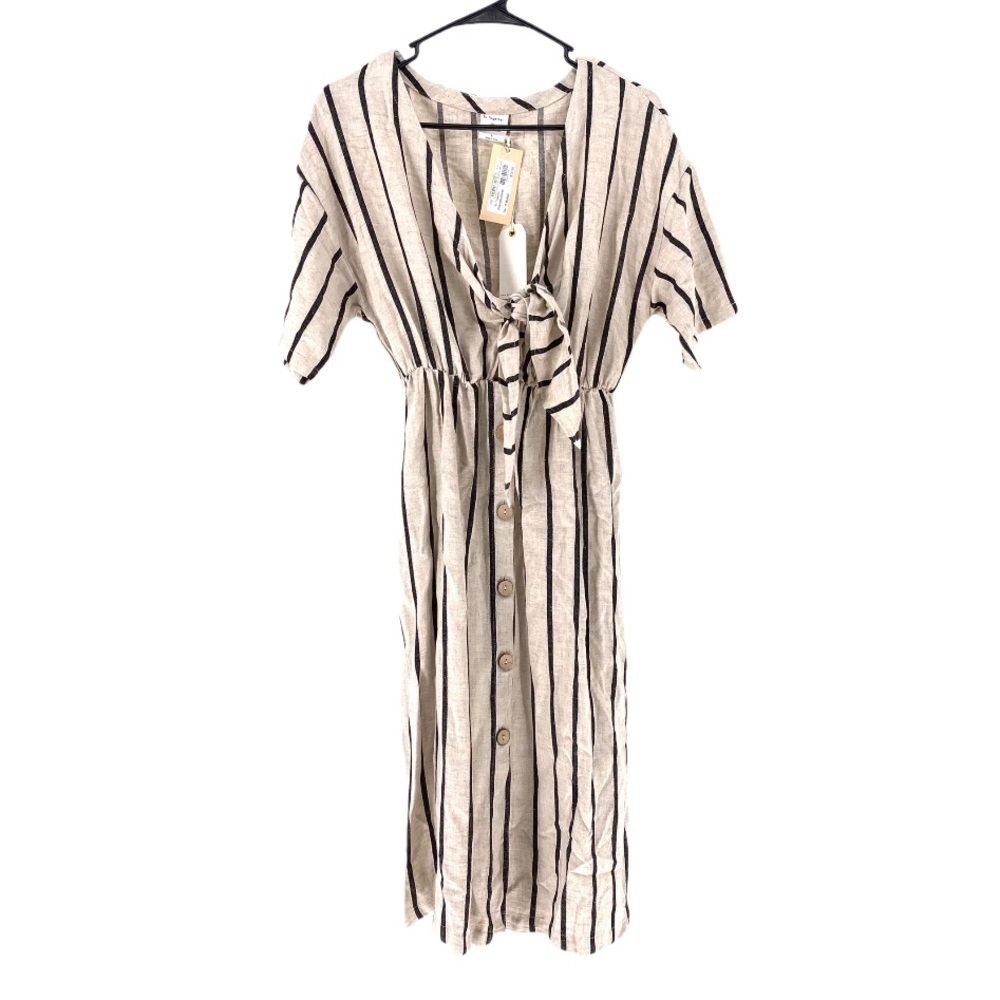 By Together Women's Charlotte Striped Linen Blend Dress Summer Vacation